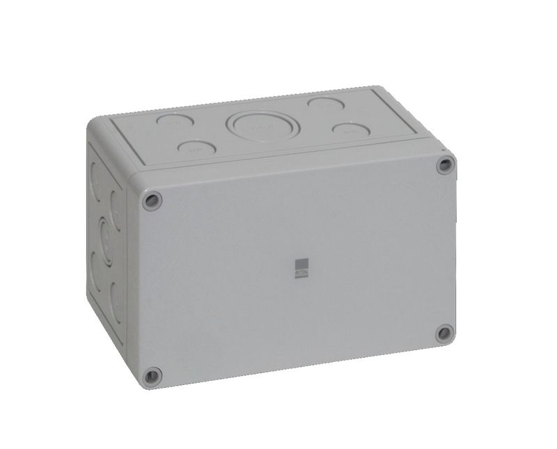 Caixa-Passagem-Industrial-Sobrepor-Policarbonato-Fibra-Vidro-Cinza-7035-IP66-110X-180X-90MM-Sem-Flange-9514050-Rittal