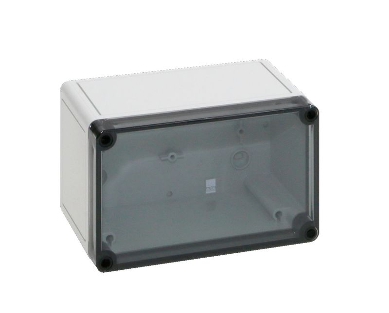 Caixa-Passagem-Industrial-Sobrepor-Policarbonato-Fibra-Vidro-Cinza-7035-IP66-Tampa-Transparente-110X-180X-90MM-Sem-Flange-9514100-Rittal