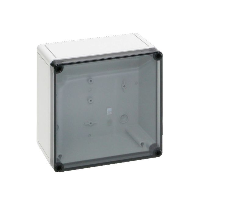 Caixa-Passagem-Industrial-Sobrepor-Policarbonato-Fibra-Vidro-Cinza-7035-IP66-Tampa-Transparente-180X-182X-90MM-Sem-Flange-9517100-Rittal