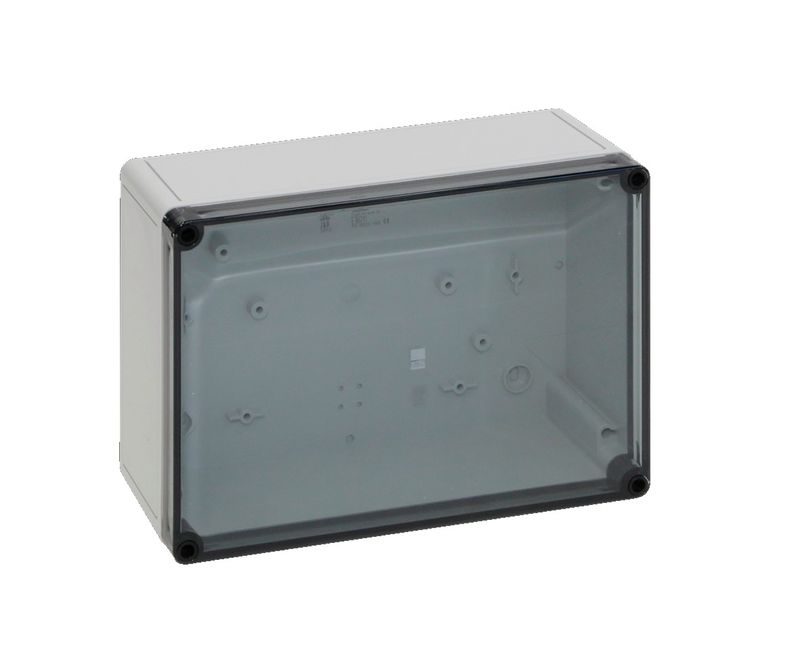 Caixa-Passagem-Industrial-Sobrepor-Policarbonato-Fibra-Vidro-Cinza-7035-IP66-Tampa-Transparente-180X-254X-90MM-Sem-Flange-9520100-Rittal