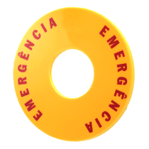 Plaqueta Botão Emergência Circular 60mm 22mm Amarela P20IDEM Metaltex