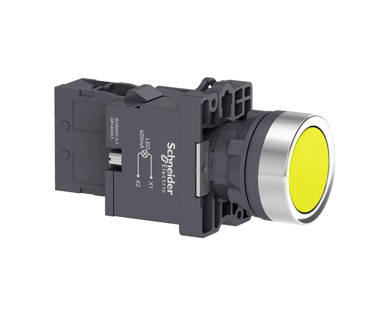 Botao-Iluminado-Redondo-Amarelo-22mm-24VCACC-Ba9S-1NA-Impulso-XA2EW35B1-2