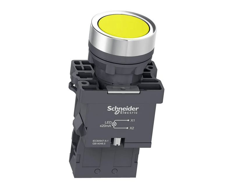 Botao-Iluminado-Redondo-Amarelo-22mm-24VCACC-Ba9S-1NA-Impulso-XA2EW35B1-3