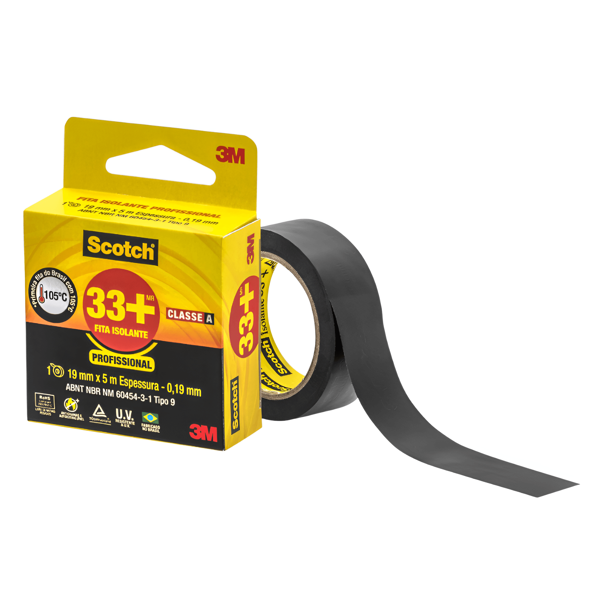 Fita Isolante 33+ Cl.A Preto 750V/105Gr 19Mm 5M HB004162127