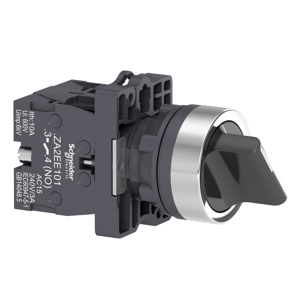 Comutador Knob Curto 3 Posições Preto 22mm 45 Graus 2na XA2ED33