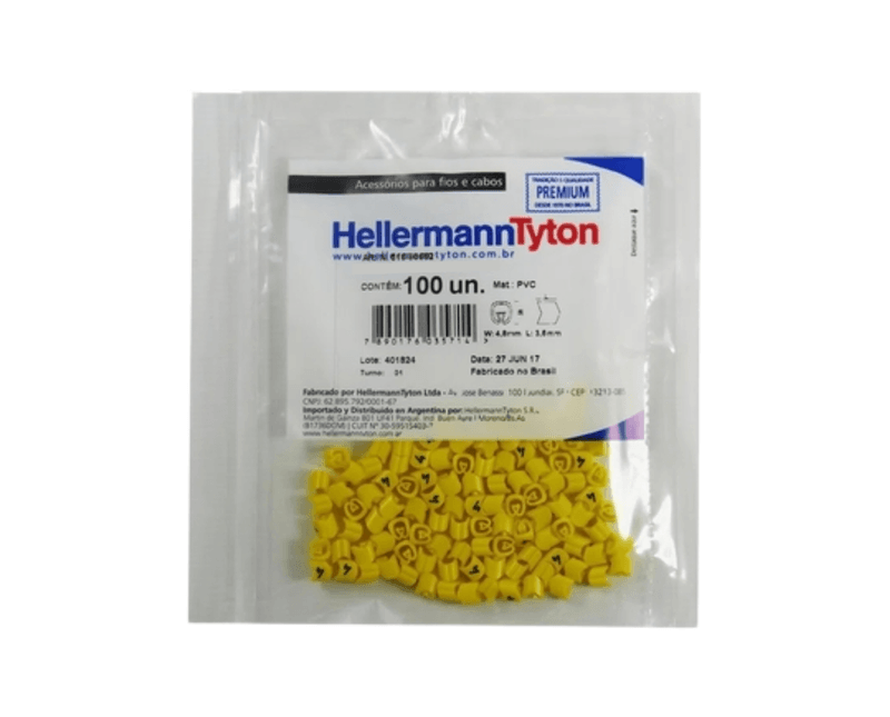 pacote 100 anilhas amarelas pvc mgh hellermanntyton eletrica