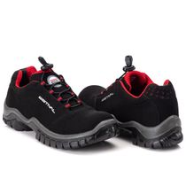 Tênis Microfibra Cadarço / Elástica PU BID Composite Simples Preta / Vermelha 38 Linha Energy EN10023S2A CA 40992 Estival