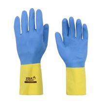 Luva Seg Prot Mec Quim Term Abrasão Alta Temp Amarela Azul Antiderrapant Neopren T=10/EG 330mm 1 Par Bicolor Slim 108301830 Volk CA 37900