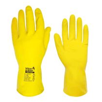 Luva Seg Prot Mec Quim Amarela Antiderrapant Látex Natural Liso Reto Látex T=10/EG 300mm 1 Par Multiuso 105104401 Volk CA 10695