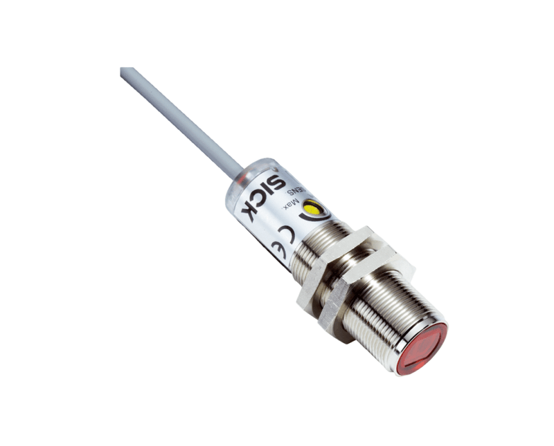 Sensor-Proximidade-Fotoeletrico-Cilindrico-Latao-Pnp-Led-10-30vcc-M18-0-28m-Ip-67-Cabo-2m-VSE1802P41132-Sick