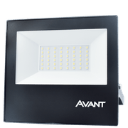 Projetor Led AL Preta Retang Vidro Simétrica IP-65 50W 6500K 100-240V 3750 Lúmens Slim IP65 SLIM50 Avant