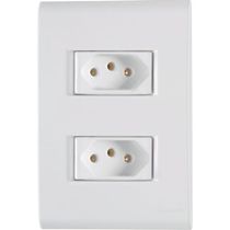 Tomada Predial Embutir 2 Módulos PB Branca 2 Polos + Terra 10A 250V C/Placa 4x2" S/Suporte Liz 57170065 Tramontina