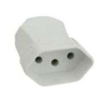 Plugue Fêmea Energia Predial Corpo Chato Cinza 2 Polos+Terra 250V 20A NBR 11417 Transmobil