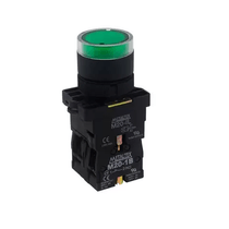 Botão Iluminado Redondo Pvc Preta Verde 22mm 24VCA/VCC Led 1NA+1NF Impulso Faceado P20Igrg71C Metaltex