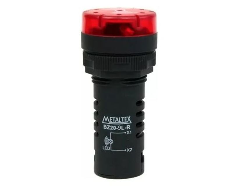 Sinalizador Sonoro 50Db 12VCC VCA Vermelha 22mm Bz Bz209Lr
