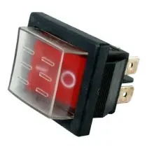 Botão Quadrado Pvc Preto Vermelho 22mm 220V Led S/Contatos Faceado C/Gravação I-0 Gangorra Rs2011Cr220V Metalflex