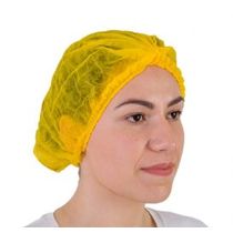 Touca Descartável Tecido Não Tecido TNT Amarela C/Elástico S/Logo RDES00129 Prevemax