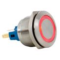 Botao-Iluminado-Redondo-AI-Cromado-Vermelho-22mm-24VCA-VCC-Led-1NA-1NF-IP65-M20-AV22IC7R-Metaltex