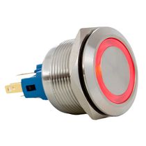 Botão Iluminado Redondo AI Cromado Vermelho 22mm 24VCA/VCC Led 1NA+1NF IP65 M20 AV22IC7R Metaltex