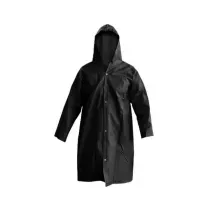 Capa Impermeável PVC Forrado Preta Reto Com Capuz Botão M 388 Brascamp CA 28449