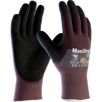 Luva proteção nylon preta e roxa antiderrapante C/banho nitrílico reto curto 5dedos P MAXIDRY 75400 Next Safety