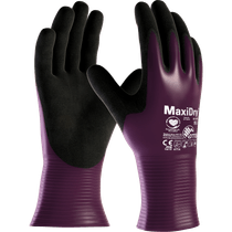 Luva proteção nylon/elastano preta e roxa antiderrapante C/banho nitrílico reta curta G MAXIDRY TOTAL 75200 Next Safety