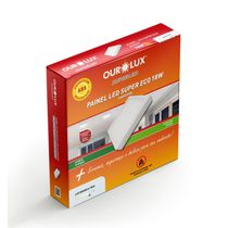 Luminária LED comercial painel quadrado sobrepor PP branca 100-240V 6500K 18W 1350Lumens SUPER ECO 02908 Ourolux