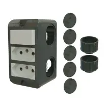 Condulete PVC cinza 3/4" S/rosca S/vedação 2 tomadas 10A 1 interruptor simples Poliwetzel E017202024 Wetzel