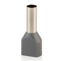 Terminal Elétrico Tubular Duplo (Ilhos) Pré-Isolado 4mm2 Cinza H4/22D Conexel