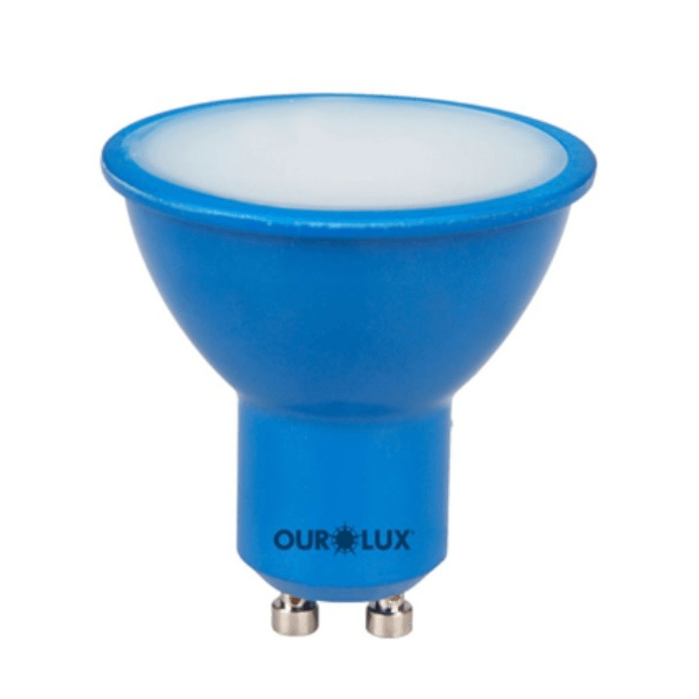 Lâmpada Led Mr16 Dicroica Gu10 Azul Bivolt 4W 400LM Superled
