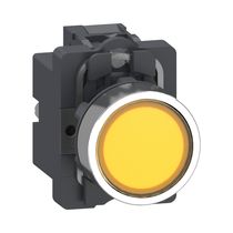 Botão Comando Iluminado Redondo Ambar 22MM 220VCA 1NA Xa2Aw35M1 Easy Harmony Xa2 Schneider