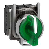 Comutador Seletora Iluminada Knob Curto 3 Posições Verde 22MM 24VCA 1NA+1NF Harmony Xb4Bk133B5 Schneider