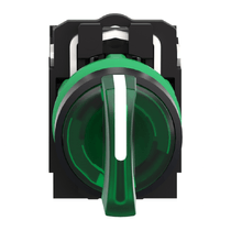 Comutador Seletora Iluminada Knob Curto 3 Posições Verde 22MM 24VCA 1NA+1NF Harmony Xb5Ak133B5 Schneider