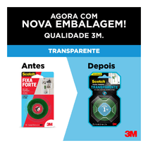 Fita Adesiva Dupla Face Espuma Acrílica Transparente 24MM x 2M Fixa Forte HB004420194 3M