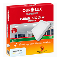 Luminária LED Plafon Sobrepor Quadrada Branca 24W 4000K 1440Lm 105Gr SuperLED 03213B Ourolux